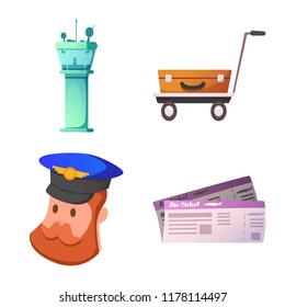Vector design of airport and airplane logo. Collection of airport and plane vector icon for stock.
