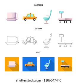Vector design of airport and airplane logo. Collection of airport and plane stock vector illustration.