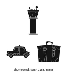 Vector design of airport and airplane logo. Collection of airport and plane stock symbol for web.