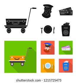 Vector design of airport and airplane logo. Set of airport and plane vector icon for stock.