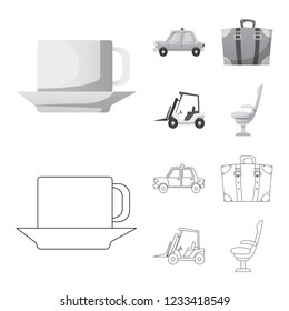 Vector design of airport and airplane logo. Collection of airport and plane vector icon for stock.
