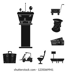 Vector design of airport and airplane logo. Set of airport and plane stock symbol for web.