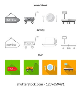Vector design of airport and airplane logo. Collection of airport and plane stock vector illustration.