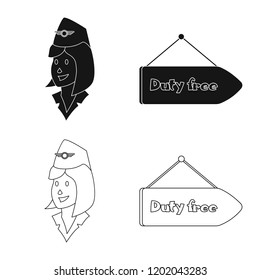 Vector design of airport and airplane sign. Collection of airport and plane stock vector illustration.