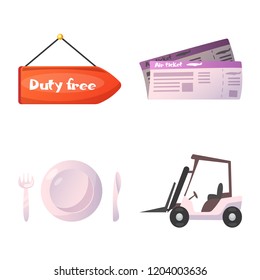 Vector design of airport and airplane sign. Collection of airport and plane vector icon for stock.
