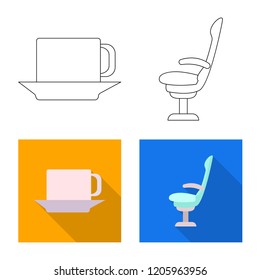 Vector design of airport and airplane sign. Collection of airport and plane vector icon for stock.