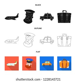 Vector design of airport and airplane sign. Collection of airport and plane stock vector illustration.