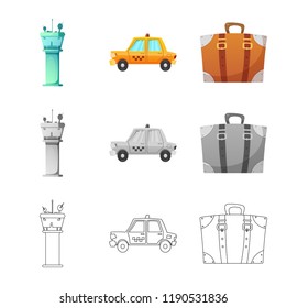 Vector design of airport and airplane symbol. Collection of airport and plane stock symbol for web.