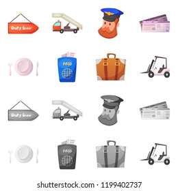 Vector design of airport and airplane symbol. Set of airport and plane stock symbol for web.