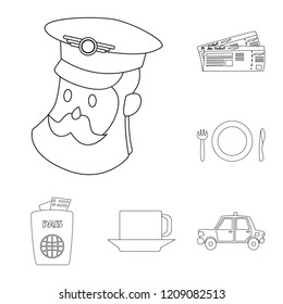 Vector design of airport and airplane symbol. Collection of airport and plane stock vector illustration.