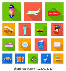 Vector design of airport and airplane symbol. Collection of airport and plane stock vector illustration.
