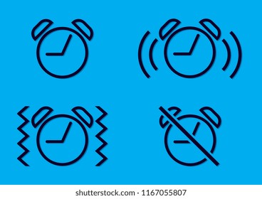 vector design of alarm outline icon set