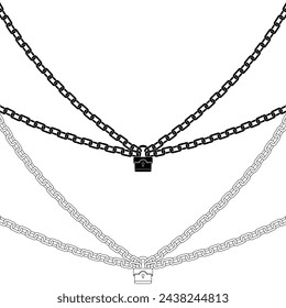 Vector design of Alert sign with padlock and chains