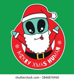 Vector design of alien wearing santa claus costumes