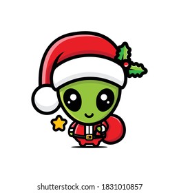 Vector design of aliens wearing santa claus costumes