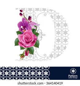 Vector design for alphabet A, Create with vintage pattern and floral.