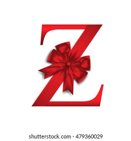 Vector design for alphabet Z, Create with Red gift bow with ribbon. Vector illustration