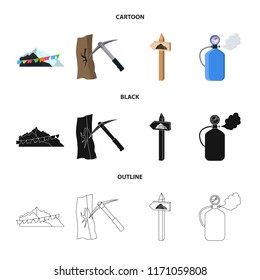 Vector design of alpinism and peak icon. Collection of alpinism and camp stock vector illustration.