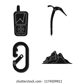 Vector design of alpinism and peak icon. Collection of alpinism and camp stock vector illustration.