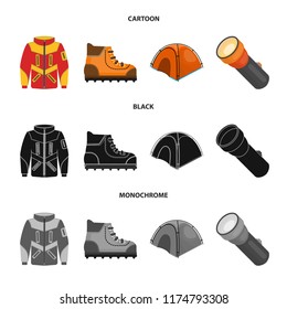 Vector design of alpinism and peak icon. Set of alpinism and camp vector icon for stock.