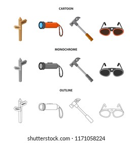 Vector design of alpinism and peak logo. Set of alpinism and camp stock symbol for web.