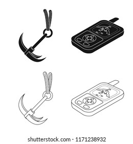 Vector design of alpinism and peak logo. Set of alpinism and camp vector icon for stock.