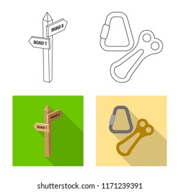 Vector design of alpinism and peak logo. Collection of alpinism and camp stock vector illustration.
