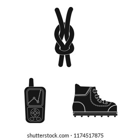 Vector design of alpinism and peak logo. Set of alpinism and camp stock symbol for web.