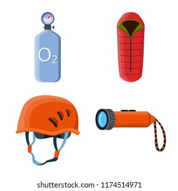 Vector design of alpinism and peak sign. Collection of alpinism and camp stock vector illustration.