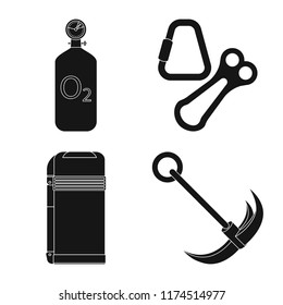 Vector design of alpinism and peak sign. Set of alpinism and camp stock vector illustration.