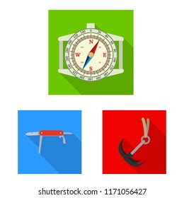 Vector design of alpinism and peak symbol. Collection of alpinism and camp vector icon for stock.
