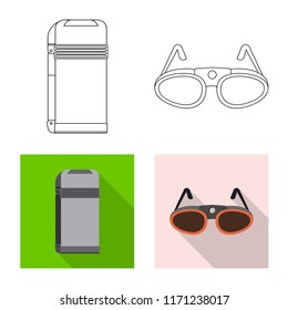Vector design of alpinism and peak symbol. Collection of alpinism and camp stock vector illustration.