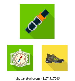 Vector design of alpinism and peak symbol. Collection of alpinism and camp stock vector illustration.