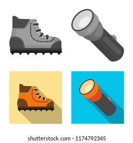 Vector design of alpinism and peak symbol. Collection of alpinism and camp stock vector illustration.