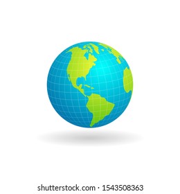 Vector design of an American continent map globe isolated white background