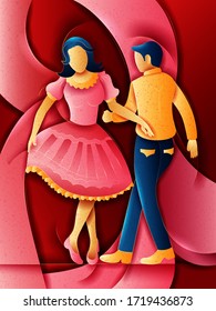Vector design of American Couple performing Square dance of United States of America