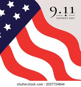 Vector design with american flag and text on grey background for Patriot Day.