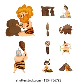 Vector design of ancient  and age logo. Set of ancient  and archeology vector icon for stock.