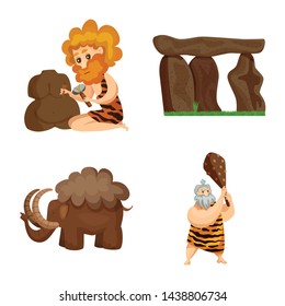 Vector design of ancient and age logo. Set of ancient and archeology stock vector illustration.