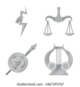 Vector design of ancient and culture icon. Set of ancient and antique vector icon for stock.
