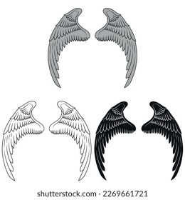 Vector design of angel wings, bird wings for decoration