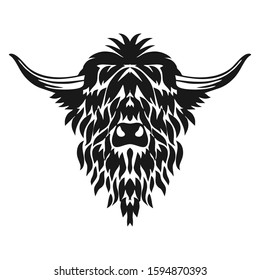vector design angus head with bushy fur