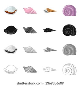 Vector design of animal and decoration icon. Set of animal and ocean vector icon for stock.