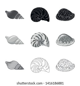 Vector design of animal and decoration icon. Set of animal and ocean stock vector illustration.