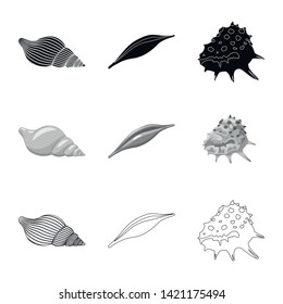 Vector design of animal and decoration icon. Set of animal and ocean vector icon for stock.