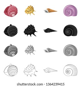 Vector design of animal and decoration logo. Collection of animal and ocean vector icon for stock.
