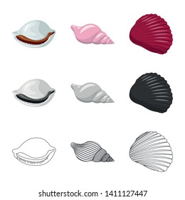 Vector design of animal and decoration logo. Set of animal and ocean stock symbol for web.