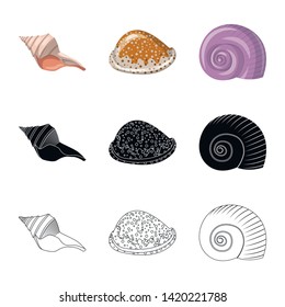 Vector design of animal and decoration logo. Set of animal and ocean vector icon for stock.