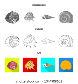 Vector design of animal and decoration sign. Collection of animal and ocean vector icon for stock.