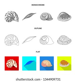 Vector design of animal and decoration symbol. Set of animal and ocean stock symbol for web.